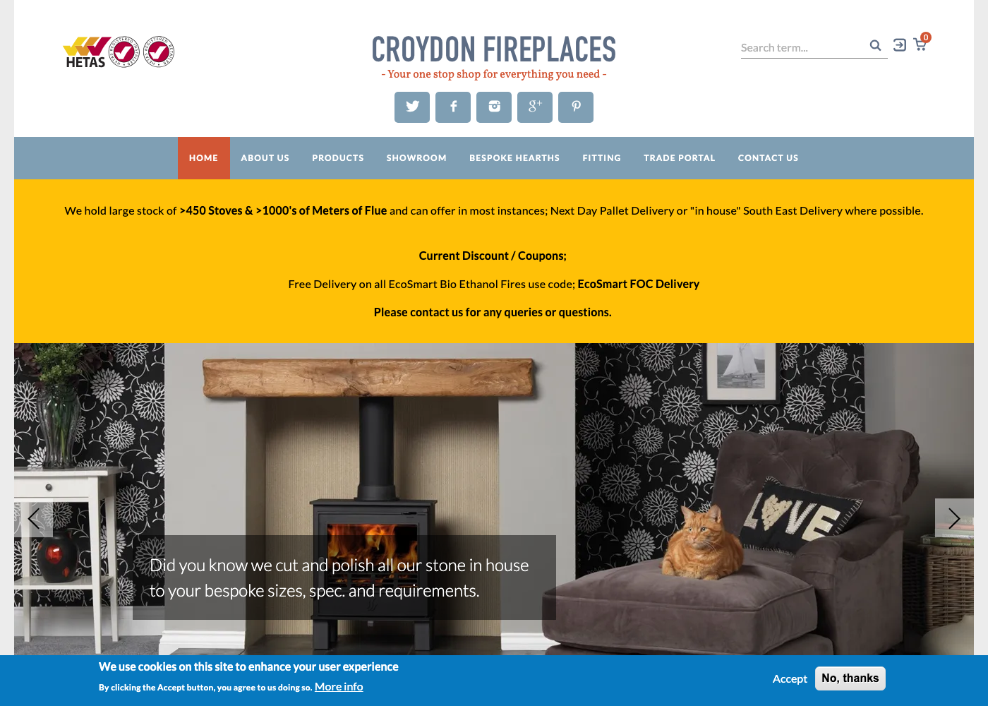 Croydon Fireplaces e-commerce website built on Drupal Commerce